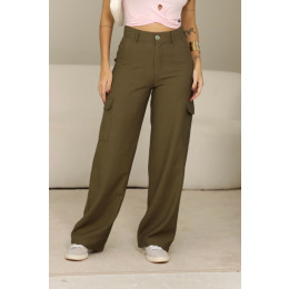 Calça Alfaiataria Bolso Cargo Atacado Feminina Revanche Respecta Vinho