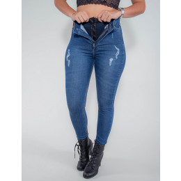 Calça Jeans Atacado Cigarrete Cinta Feminina Revanche Fit Belt Frente Detalhe