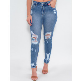 Calça Jeans Atacado Cigarrete Feminina Revanche Bernadine Azul Frente