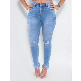 Calça Jeans Atacado Cigarrete Feminina Revanche Claire Azul Frente