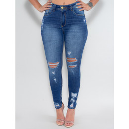 Calça Jeans Atacado Cigarrete Feminina Revanche Darchelle Azul Frente