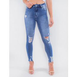 Calça Jeans Atacado Cigarrete Feminina Revanche Maputo Azul Frente