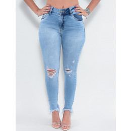 Calça Jeans Atacado Cigarrete Feminina Revanche Reino Unido Azul Frente