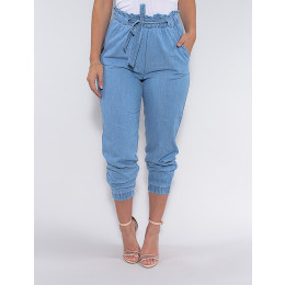 Calça Jeans Atacado com Elástico Feminina Revanche Linette Azul Frente