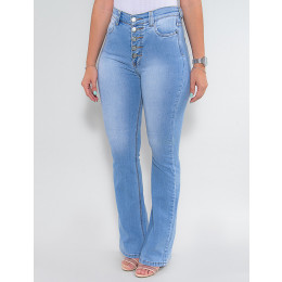 Calça Jeans Atacado Flare Cinta Feminina Revanche Fit Belt 3 Azul Frente