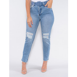  Calça Jeans Atacado Mom Feminina Revanche Juene Azul Frente