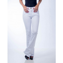 Calça Sarja Atacado Flare Feminina Revanche Niamei Branco Frente