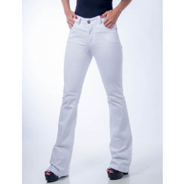 Calça Sarja Atacado Flare Feminina Revanche Niamei Branco Frente