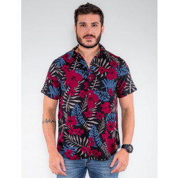 Camisa Atacado Florida Manga Curta Masculina Revanche Botsuana Azul Marinho Frente