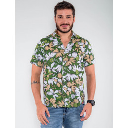 Camisa Atacado Florida Manga Curta Masculina Revanche Botsuana Azul Marinho Frente