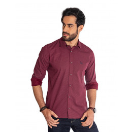 Camisa Atacado Manga Longa com Micro Estampa Masculino Revanche Bolonha Rosa Frente