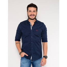 Camisa Atacado Manga Longa Masculina Revanche Delrick Azul Marinho Frente