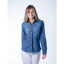 Camisa Jeans Atacado com Bolso Embutido Feminina Revanche Banjul Frente