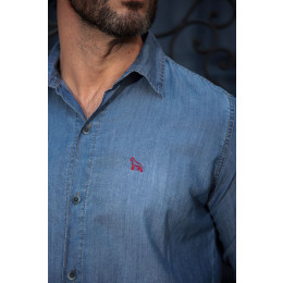 Camisa Jeans Bordada Napoli Atacado Masculino Revanche Avinhão