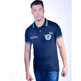 Camisa Polo Atacado com Bordado Masculino Revanche Peru Azul Marinho Frente