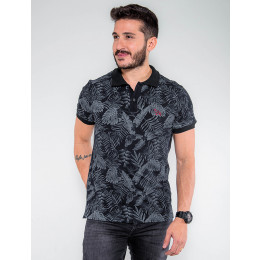 Camisa Polo Atacado Estampada Masculina Revanche Jamaica Preto Frente