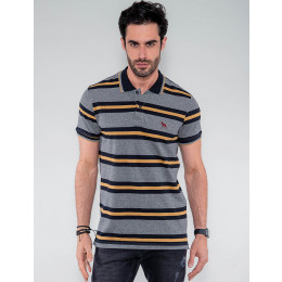 Camisa Polo Atacado Listras  Masculina Revanche Paquistão Mescla Mostarda Frente