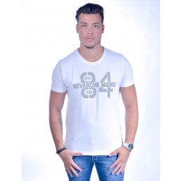 Camiseta Atacado Bordada Masculina Revanche O. Denim 84 Branca Frente