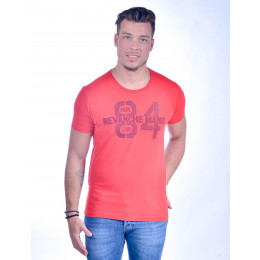 Camiseta Atacado Bordada Masculina Revanche O. Denim 84 Vermelha Frente