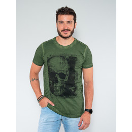 Camiseta Atacado Caveira Masculina Revanche Aristide Laranja Frente