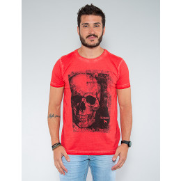 Camiseta Atacado Caveira Masculina Revanche Aristide Laranja Frente