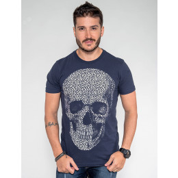 Camiseta Atacado Caveira Masculina Revanche Camboja Preto Frente