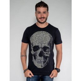 Camiseta Atacado Caveira Masculina Revanche Camboja Preto Frente