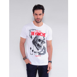 Camiseta Atacado Caveira Masculina Revanche Faso Verde Frente