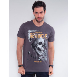 Camiseta Atacado Caveira Masculina Revanche Faso Verde Frente