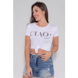 Camiseta Atacado Ciao Feminina Revanche Fifi Branco Frente