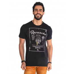 Camiseta Atacado Estampa Masculina Revanche Brooklyn Preta Frente