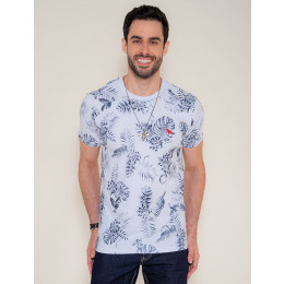 Camiseta Atacado Estampa Masculina Revanche Folhagem Branca Frente