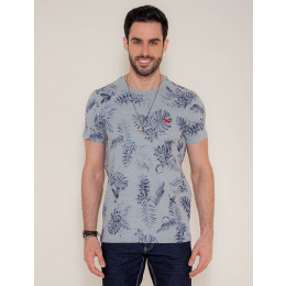 Camiseta Atacado Estampa Masculina Revanche Folhagem Branca Frente