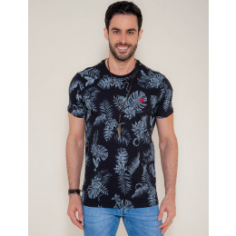 Camiseta Atacado Estampa Masculina Revanche Folhagem Branca Frente