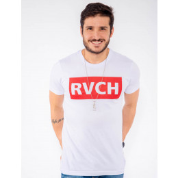 Camiseta Atacado Estampa Masculina Revanche RVCH Branco Frente