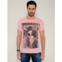 Camiseta Atacado Estampa Silk Masculina Woman Zombie Rosa Claro Frente