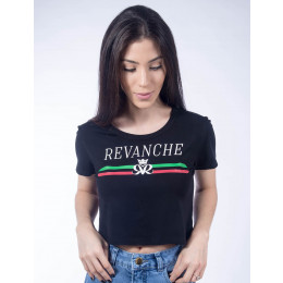 Camiseta Atacado Estampada Cropped Feminina Revanche Italien Cinza Frente