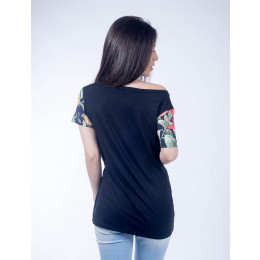 Camiseta Atacado Estampada Manga Curta Feminina Revanche Trouble Maker Preto Frente