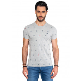 Camiseta Atacado Estampada Masculina Revanche Ancora Mescla Frente