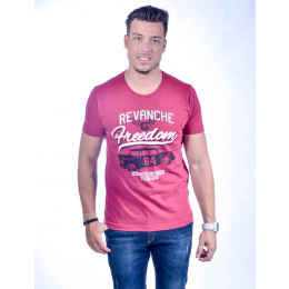 Camiseta Atacado Estampada Masculino Revanche Speedway Vinho Frente