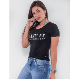 Camiseta Atacado Feminina Revanche Killing It Preto Frente