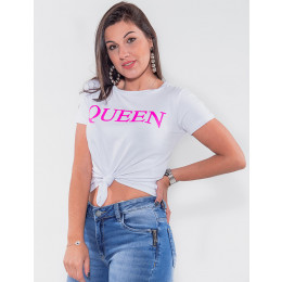 Camiseta Atacado Feminina Revanche Queen Branco Frente