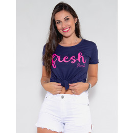 Camiseta Atacado Fresch Feminina Revanche Flori Branco Frente