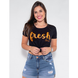 Camiseta Atacado Fresch Feminina Revanche Flori Branco Frente