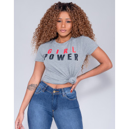 Camiseta Atacado Girl Power Feminina Revanche Therese Preto Frente