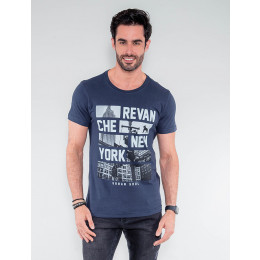 Camiseta Atacado Masculina Revanche Gabão Azul Marinho Frente