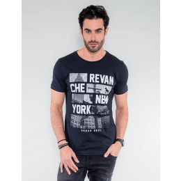 Camiseta Atacado Masculina Revanche Gabão Azul Marinho Frente