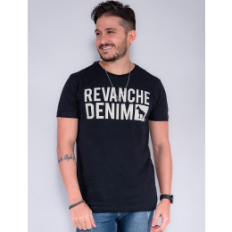 Camiseta Atacado Masculino Revanche Ivo Preto Frente
