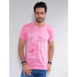 Camiseta Atacado Skull Masculina Revanche Christien Rosa Frente