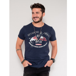 Camiseta Atacado Skull Masculina Revanche Dash Azul Marinho Frente